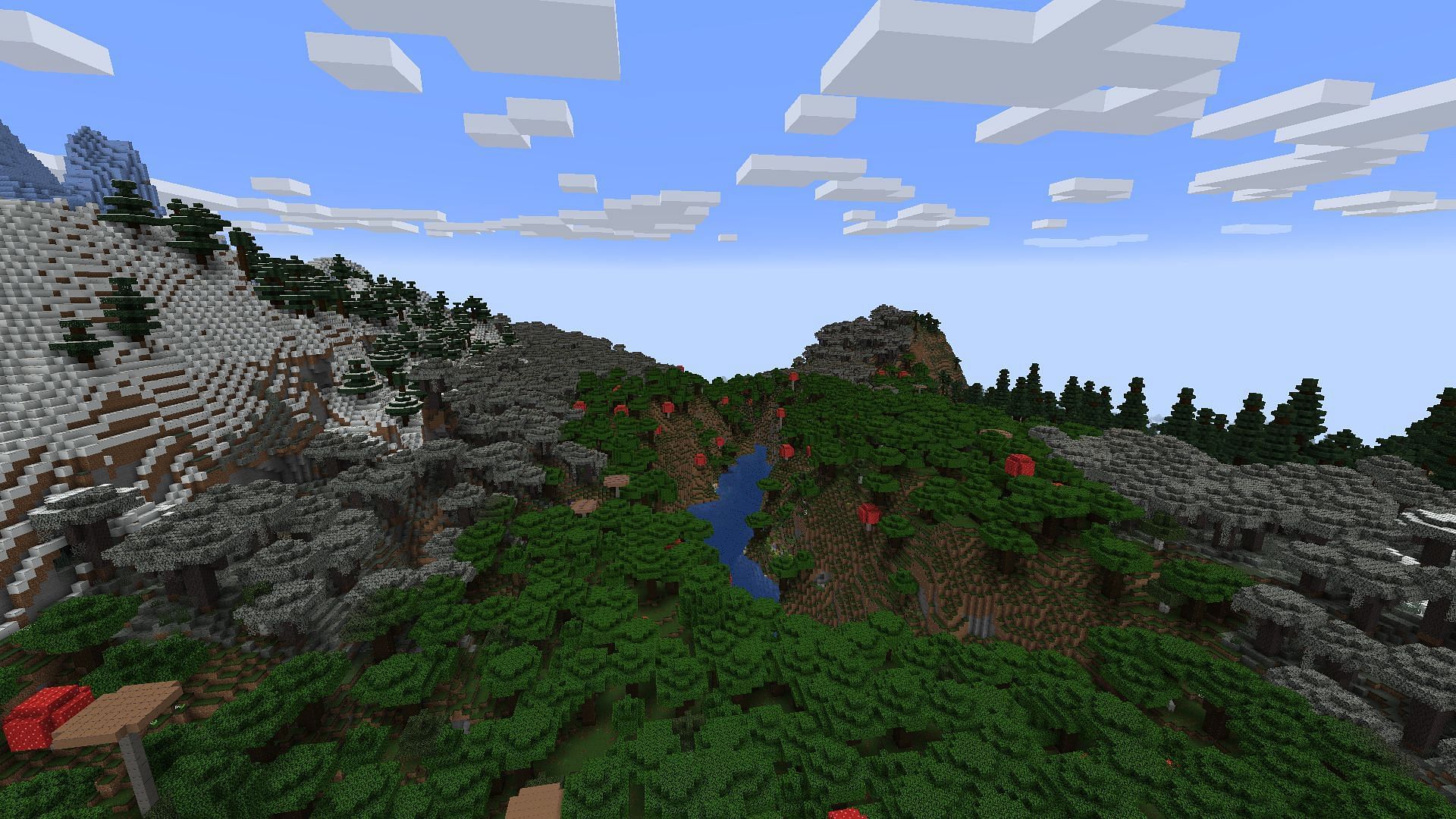 Explore the vast generation of the biome in this seed (Image via Sportskeeda Gaming || Mojang Studios)